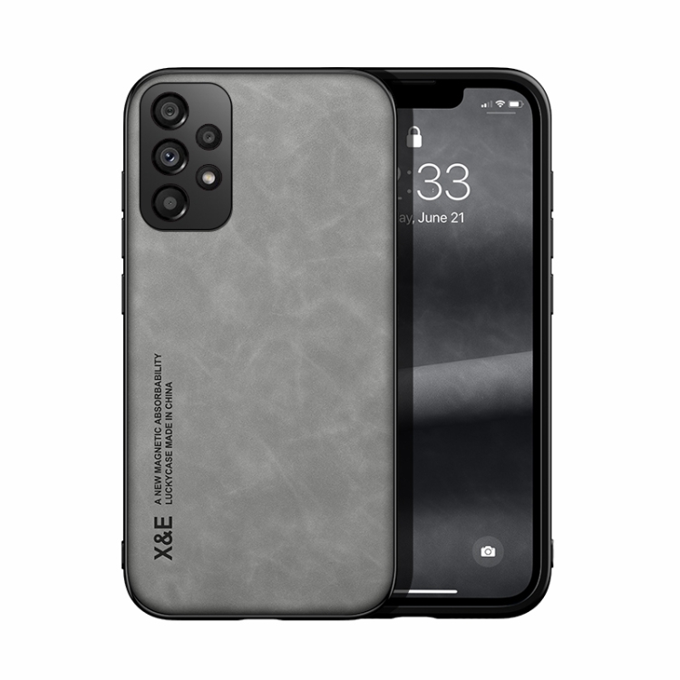 

For Samsung Galaxy A13 4G Skin Feel Magnetic Leather Back Phone Case(Galactic Grey)