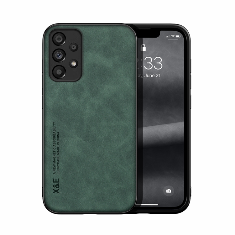 

For Samsung Galaxy A53 Skin Feel Magnetic Leather Back Phone Case(Green)