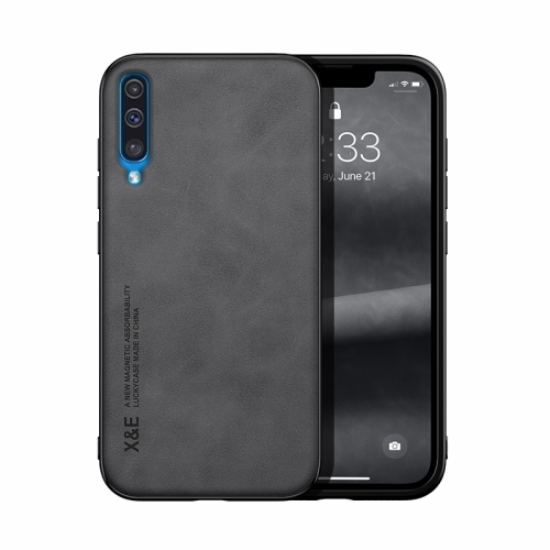 

For Samsung Galaxy A50 Skin Feel Magnetic Leather Back Phone Case(Graphite Grey)