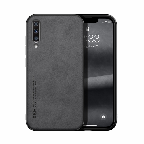 

For Samsung Galaxy A70 Skin Feel Magnetic Leather Back Phone Case(Graphite Grey)