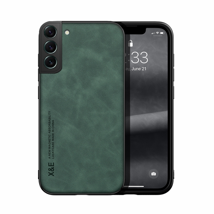 

For Samsung Galaxy S21+ 5G Skin Feel Magnetic Leather Back Phone Case(Green)