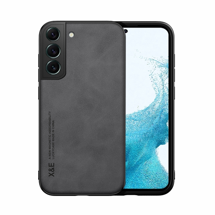 

For Samsung Galaxy S22 5G Skin Feel Magnetic Leather Back Phone Case(Graphite Grey)