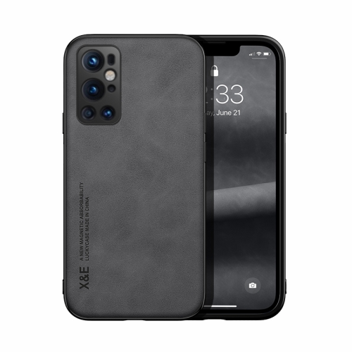 

For OnePlus 9 Pro Skin Feel Magnetic Leather Back Phone Case(Dark Grey)