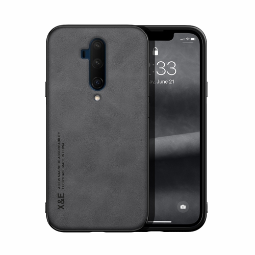 

For OnePlus 7 Pro Skin Feel Magnetic Leather Back Phone Case(Dark Grey)