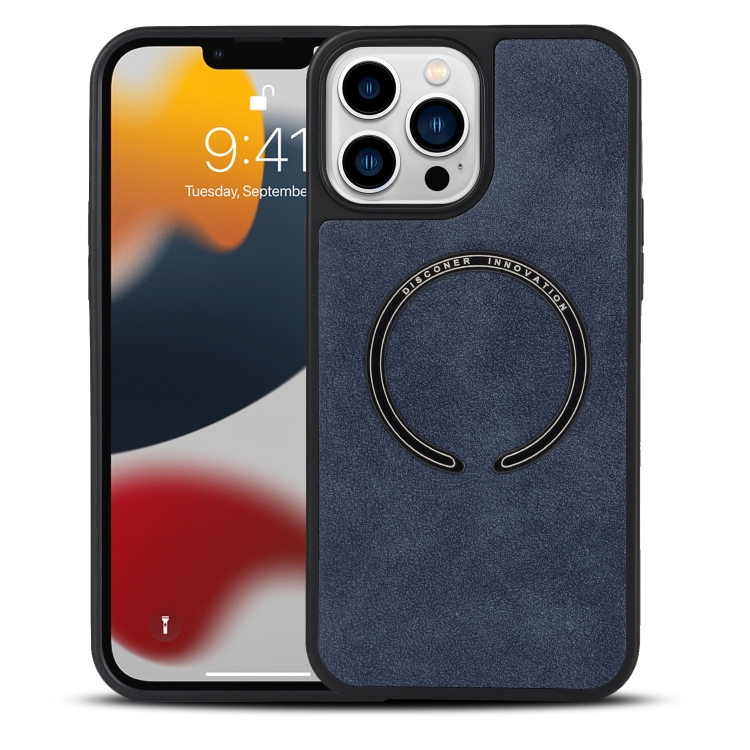 

For iPhone 13 Pro Lambskin Texture MagSafe Magnetic Phone Case (Dark Blue)