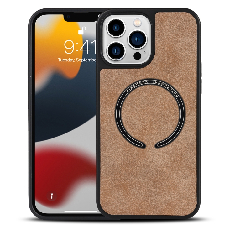 

Lambskin Texture MagSafe Magnetic Phone Case For iPhone 12 Pro(Khaki)