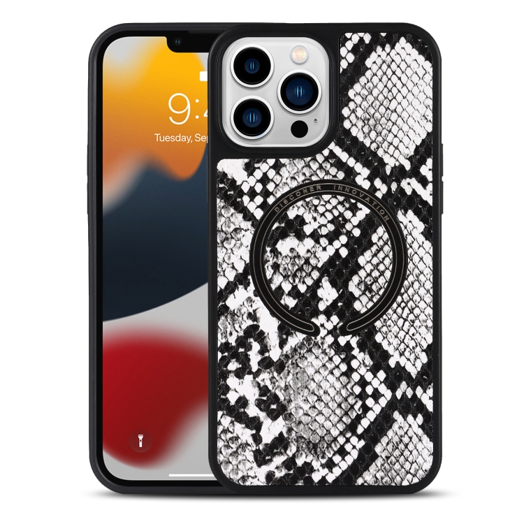 

Leather Texture MagSafe Magnetic Phone Case For iPhone 13 Pro Max(Python Pattern)