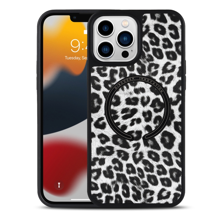 

For iPhone 11 Leather Texture MagSafe Magnetic Phone Case (Black Leopard)