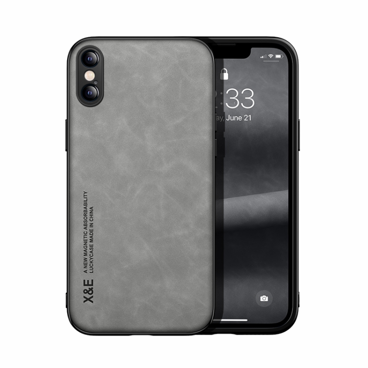 

Skin Feel Magnetic Leather Back Phone Case For iPhone XS Max(Light Grey)