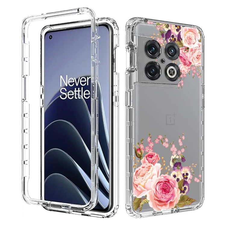 

For OnePlus 10 Pro PC+TPU Transparent Painted Phone Case(Pink Rose)