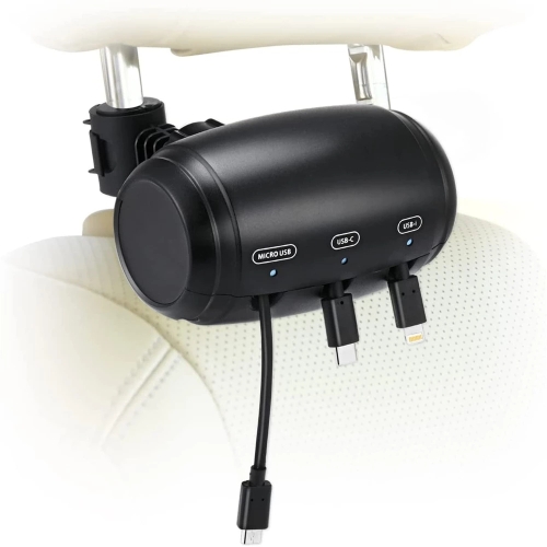 

CSB123-BK Retractable Backseat 3 in 1 Car Charging Station Box