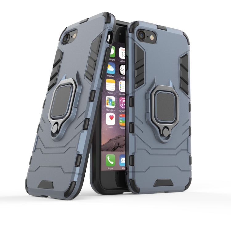 

For iPhone SE 2022 / SE 2020 Shockproof PC + TPU Protective Case with Magnetic Ring Holder(Navy)