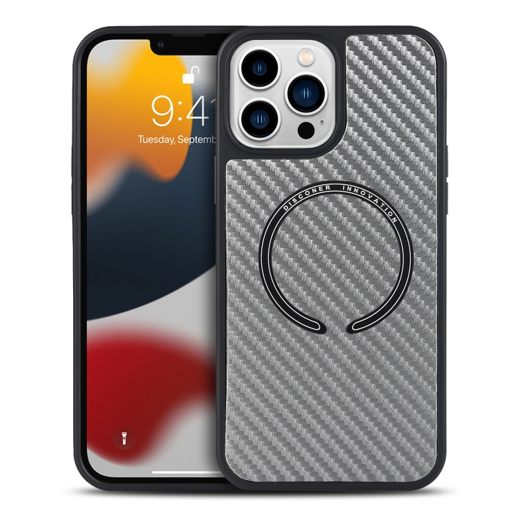 

Carbon Fiber Texture MagSafe Magnetic Phone Case For iPhone 13 Pro(Grey)