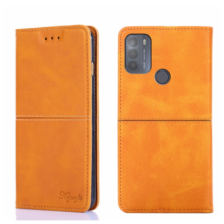 

For Motorola Moto G50 Cow Texture Magnetic Horizontal Flip Leather Phone Case(Light Brown)