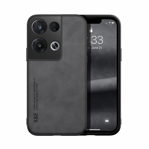 

For OPPO Reno8 Pro+ Skin Feel Magnetic Leather Back Phone Case(Dark Grey)