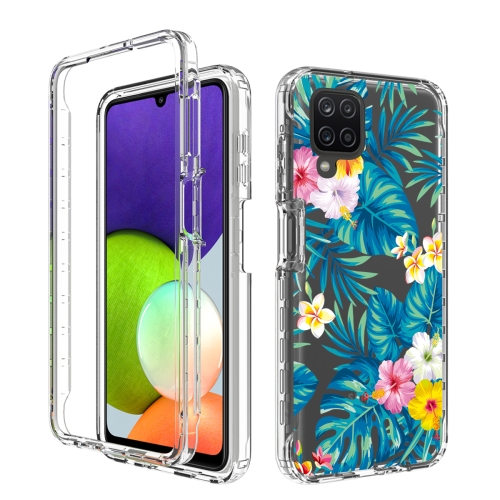 

For Samsung Galaxy A22 4G PC+TPU Transparent Painted Phone Case(Banana Leaf)