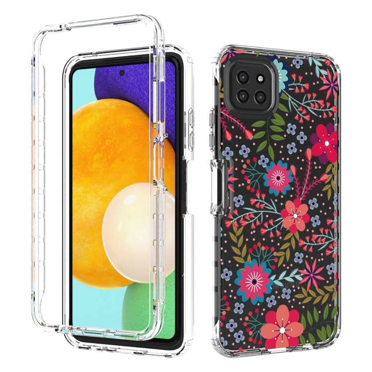 

For Samsung Galaxy A22 5G PC+TPU Transparent Painted Phone Case(Small Floral)