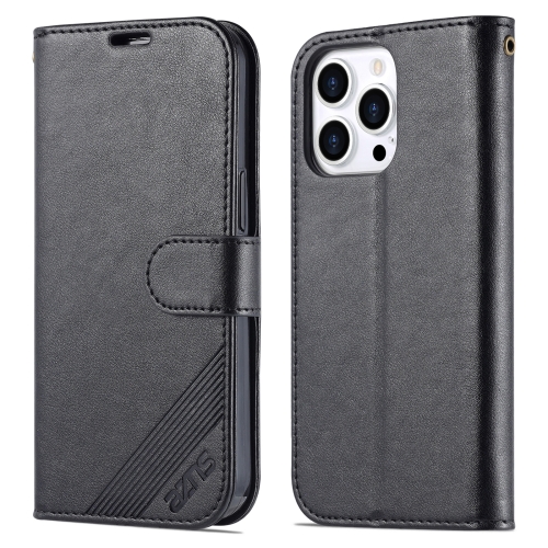 

For iPhone 14 Pro AZNS Sheepskin Texture Horizontal Flip Leather Case(Black)