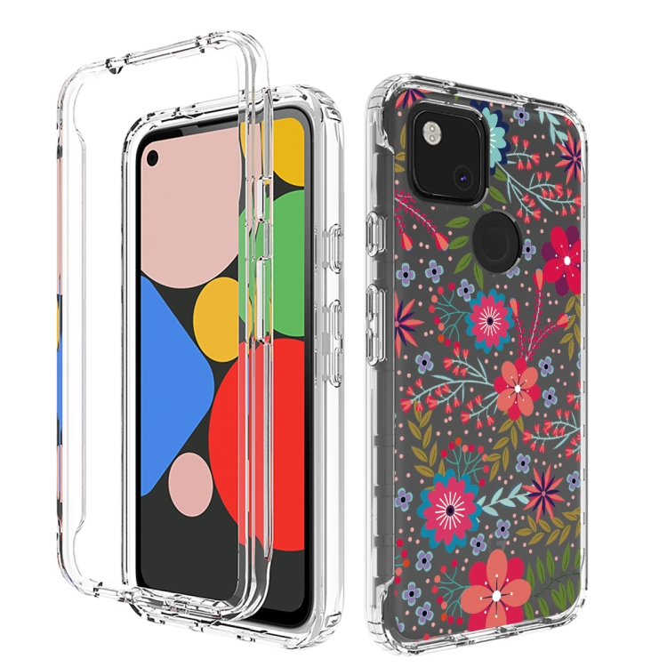 

For Google Pixel 4a PC+TPU Transparent Painted Phone Case(Small Floral)