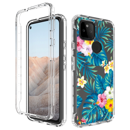 

For Google Pixel 5a 5G PC+TPU Transparent Painted Phone Case(Banana Leaf)