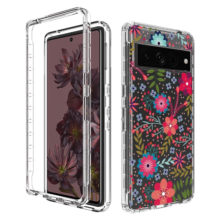 

For Google Pixel 7 Pro PC+TPU Transparent Painted Phone Case(Small Floral)