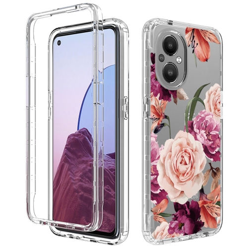 For OnePlus Nord N20 5G PC+TPU Transparent Painted Phone Case(Purple Floral)