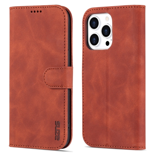 

For iPhone 14 Pro AZNS Skin Feel Calf Texture Horizontal Flip Leather Case(Brown)