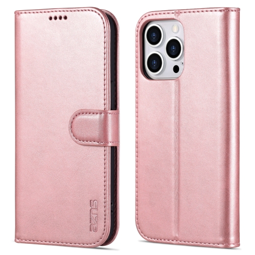AZNS Skin Feel Calf Texture Horizontal Flip Leather Case For iPhone 14 Pro Max(Rose Gold)