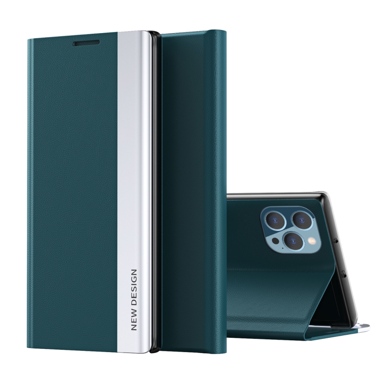 

Side Electroplated Magnetic Leather Phone Case For iPhone 14 Pro Max(Green)