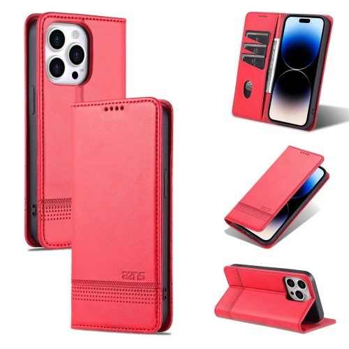 

For iPhone 14 Pro Max AZNS Magnetic Calf Texture Flip Leather Phone Case (Red)