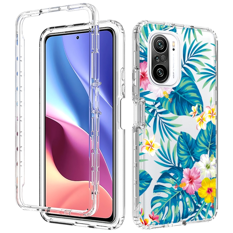 

For Xiaomi Redmi K40 PC+TPU Transparent Painted Phone Case(Banana Leaf)