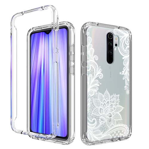 

For Xiaomi Redmi Note 8 Pro PC+TPU Transparent Painted Phone Case(White Flower)