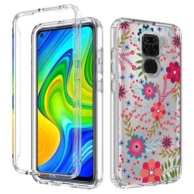 

For Xiaomi Redmi Note 9 PC+TPU Transparent Painted Phone Case(Small Floral)