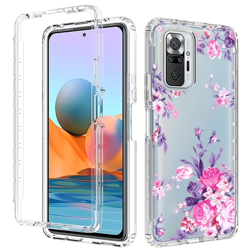 

For Xiaomi Redmi Note 10 Pro PC+TPU Transparent Painted Phone Case(Pink Flower)