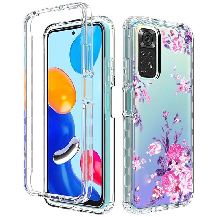 

For Xiaomi Redmi Note 11 PC+TPU Transparent Painted Phone Case(Pink Flower)