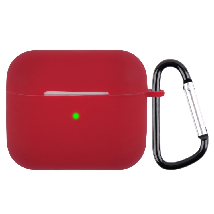 

Wireless Earphone Silicone Protective Case with Carabiner For AirPods 3(Wine Red)