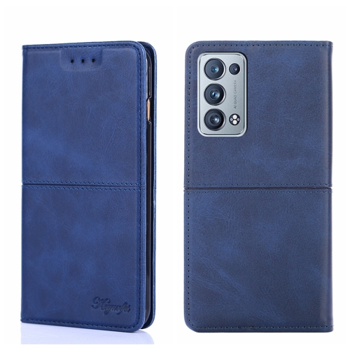 

For OPPO Reno6 Pro+ Cow Texture Magnetic Horizontal Flip Leather Phone Case(Blue)