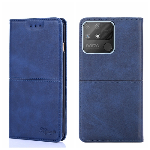 

For OPPO Realme Narzo 50A Cow Texture Magnetic Horizontal Flip Leather Phone Case(Blue)