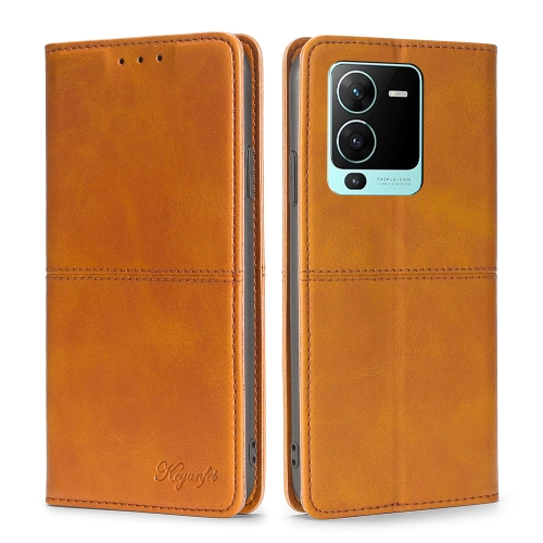 

For vivo S15 Pro 5G Cow Texture Magnetic Horizontal Flip Leather Phone Case(Light Brown)