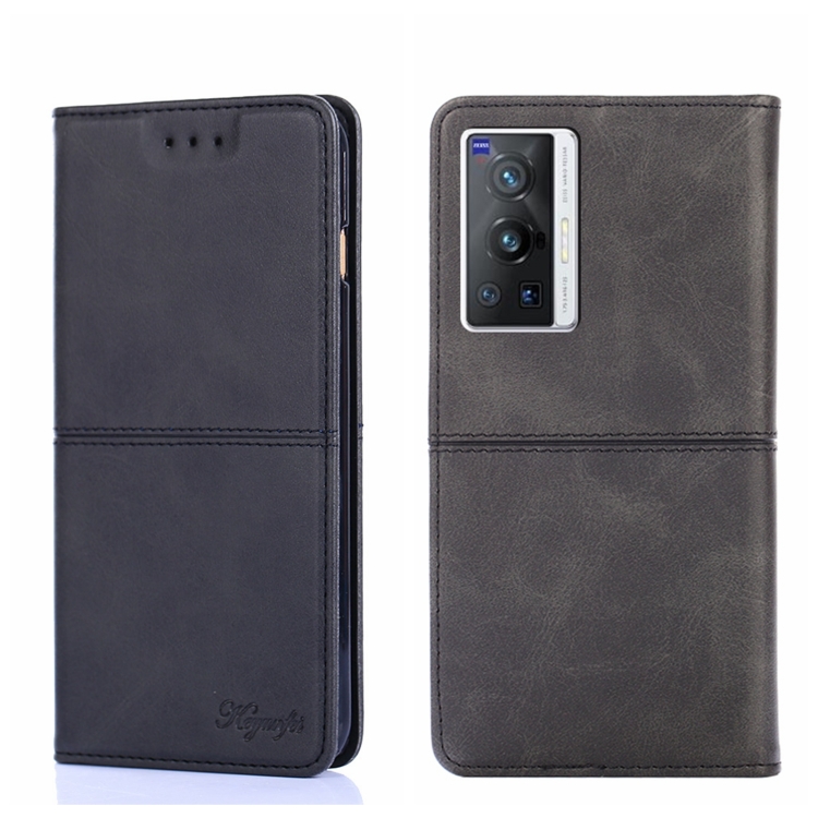 

For vivo X70 Pro Cow Texture Magnetic Horizontal Flip Leather Phone Case(Black)