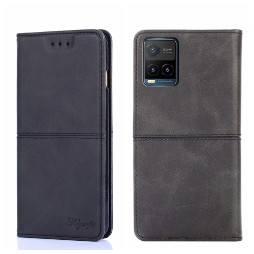 

For vivo Y21/Y21S/Y33S Cow Texture Magnetic Horizontal Flip Leather Phone Case(Black)