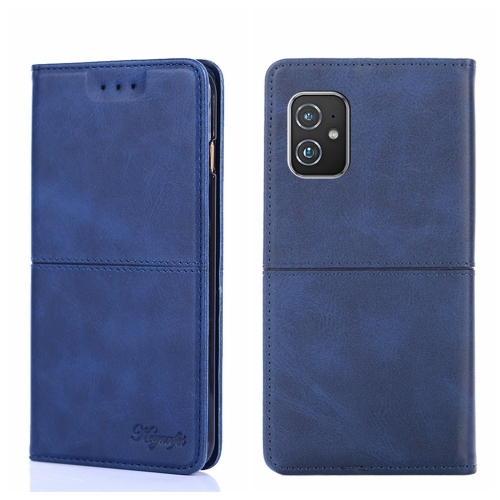 

For Asus ZenFone 8 ZS590KS Cow Texture Magnetic Horizontal Flip Leather Phone Case(Blue)