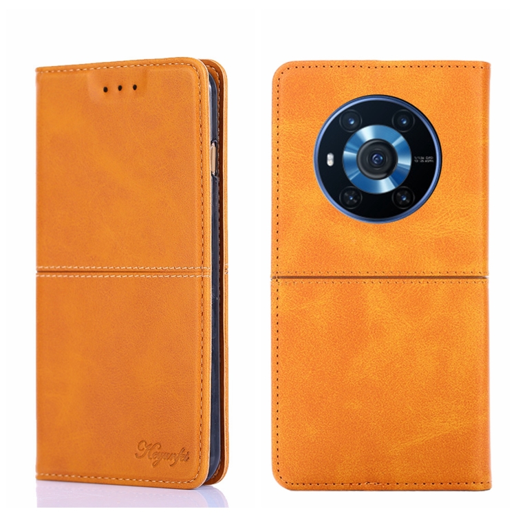 

For Honor Magic3 Cow Texture Magnetic Horizontal Flip Leather Phone Case(Light Brown)