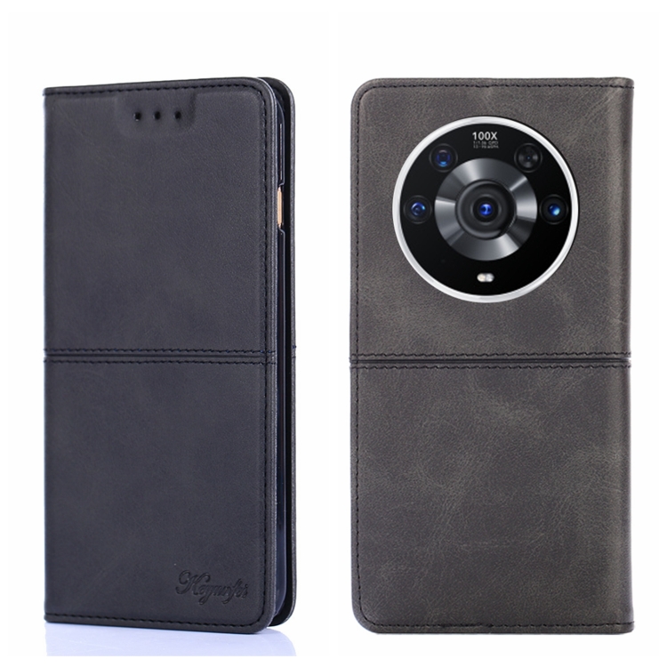 

For Honor Magic3 Pro Cow Texture Magnetic Horizontal Flip Leather Phone Case(Black)