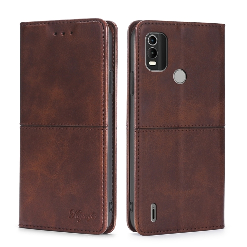 

For Nokia C21 Plus Cow Texture Magnetic Horizontal Flip Leather Phone Case(Dark Brown)