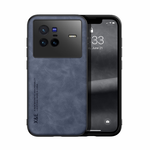 

For vivo X80 Skin Feel Magnetic Leather Back Phone Case(Blue)