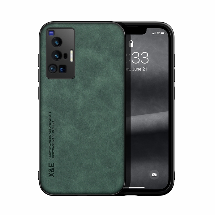 

For vivo X70 Pro Skin Feel Magnetic Leather Back Phone Case(Green)