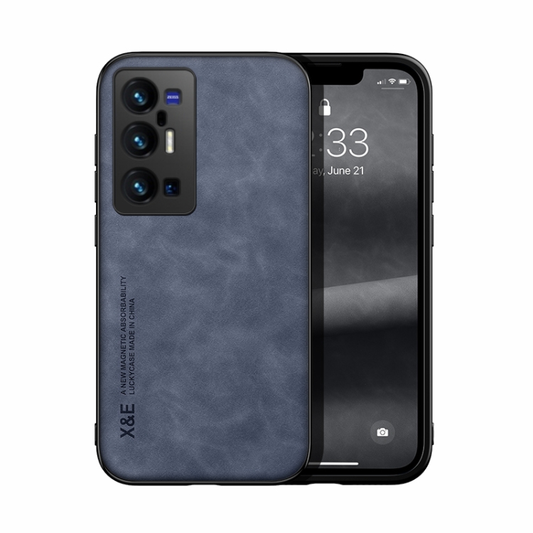 

For vivo X70 Pro+ Skin Feel Magnetic Leather Back Phone Case(Blue)