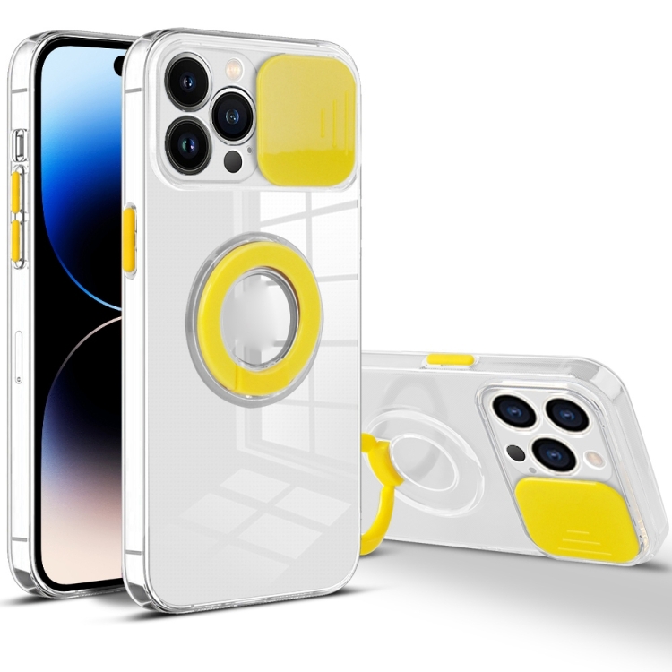 

For iPhone 14 Pro Max Sliding Camera Cover Design TPU Phone Case (Yellow)