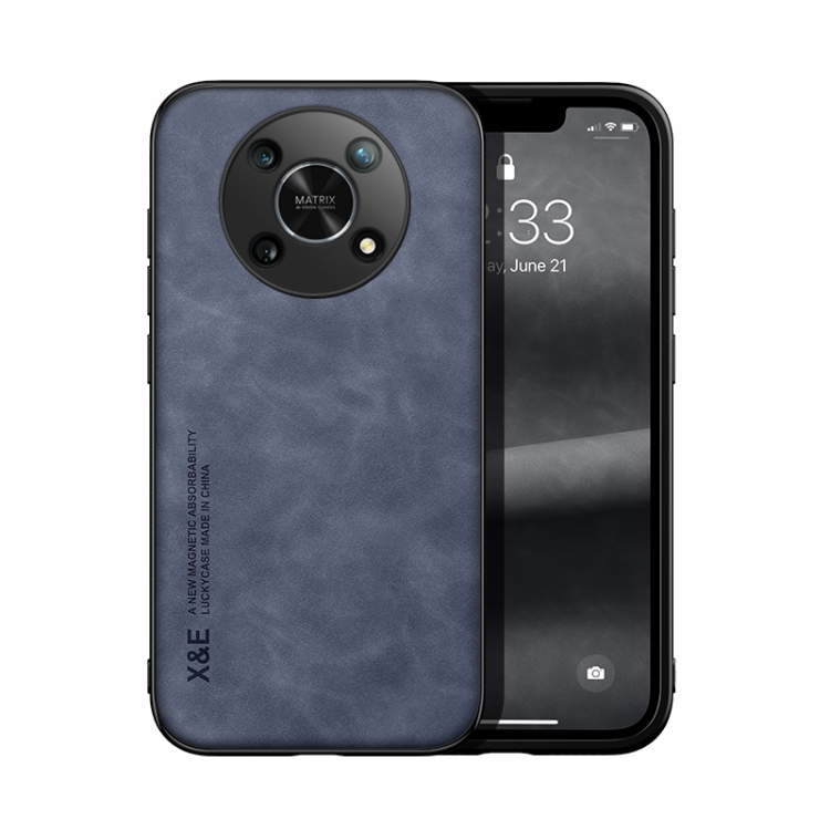

For Honor X30 5G Skin Feel Magnetic Leather Back Phone Case(Blue)